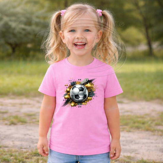 Dětské tričko růžové Kopací míč zlatý - DTT010/hl
