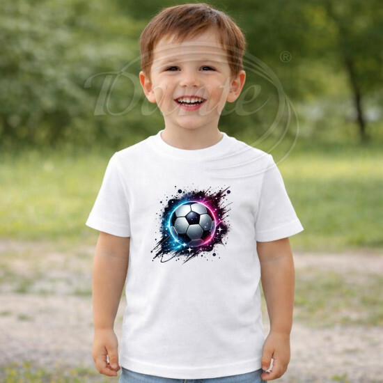 Dětské tričko bílé Kopací míč fialový - DTT001/hl