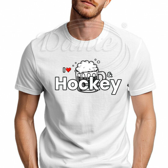 Tričko unisex bílé I love pivo a hokej - THO003/hl