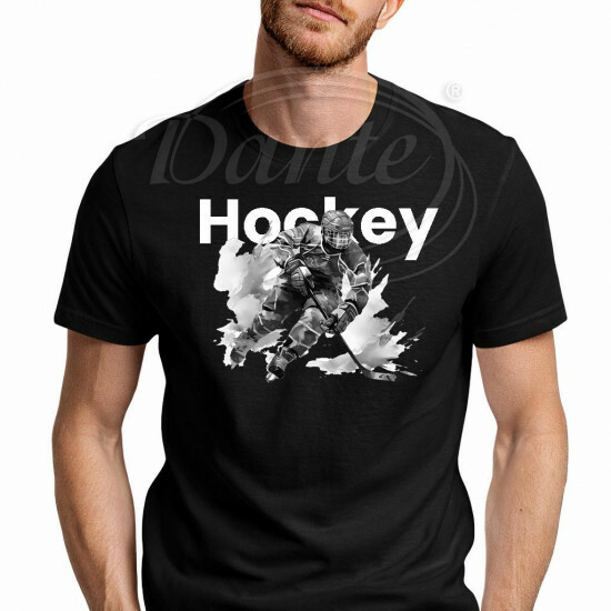 Tričko unisex černé hokejista černobílý a text Hockey - THO005/hl