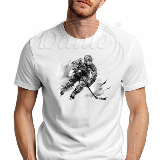 Tričko unisex bílé hokejista černobílý - THO001/hl
