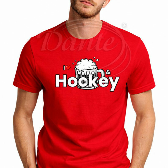 Tričko unisex červené I love pivo a hokej - THO007/hl