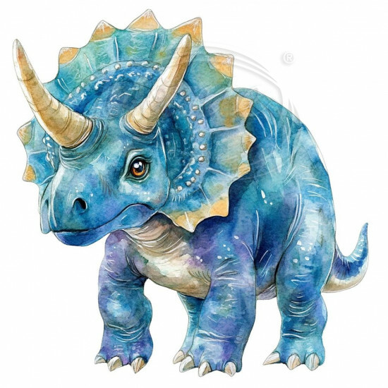 Nažehlovačka Akvarelový modrý triceratops - NAŽ1050/hl
