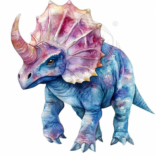 Nažehlovačka Barevný Triceratops watercolor - NAŽ1056/hl