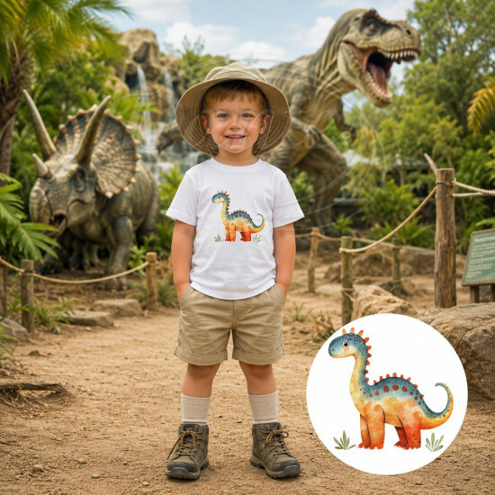 Dětské tričko bílé Akvarelový Brontosaurus - DTT017/hl