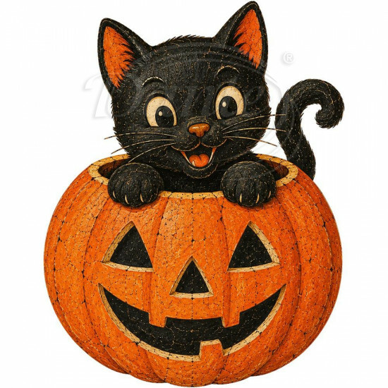 Nažehlovačka Halloweenské kotě v dýni - iNAZ00031/hl