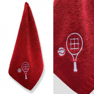 Ručník červený s výšivkou Tenis