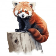 Nažehlovačka Panda červená na pařezu
