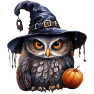 Nažehlovačka Sova Halloween s kloboukem
