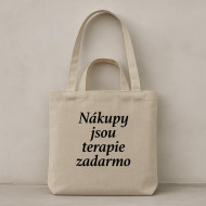 Taška Nákupy jsou terapie zadarmo béžová