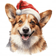 Nažehlovačka Corgi s vánoční čepicí