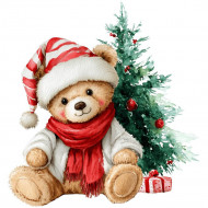 Nažehlovačka Medvídek před stromečkem