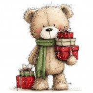 Nažehlovačka Vánoční medvídek a dárečky