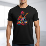 Tričko černé Jogín s kytarou color