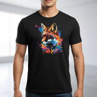 Tričko černé LIŠKA hlava color