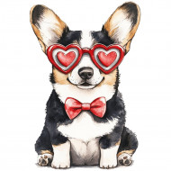 Nažehlovačka Corgi brýle srdce 2
