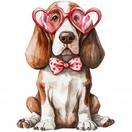 Nažehlovačka Baset a brýle se srdíčky