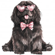 Nažehlovačka Novofundlandský pes brýle srdce