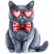 Nažehlovačka Britská kočka a brýle se srdíčky