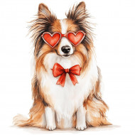 Nažehlovačka Sheltie brýle srdce