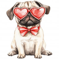 Nažehlovačka Mops brýle srdce