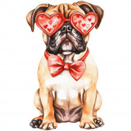 Nažehlovačka Pes Boxer a brýle se srdíčky