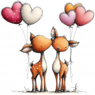 Nažehlovačka Srnky s balónky srdíček