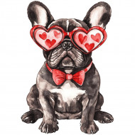 Nažehlovačka Mops a brýle se srdíčky