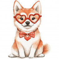 Nažehlovačka Akita inu brýle srdce