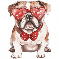 Nažehlovačka Anglický bulldog brýle srdce