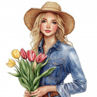 Nažehlovačka Dívka s tulipány