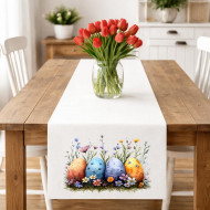 Ubrus čtyři kraslice v květinách