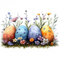 Nažehlovačka Čtyři kraslice v květinách