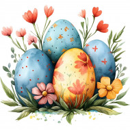 Nažehlovačka Čtyři kraslice v květinách 2