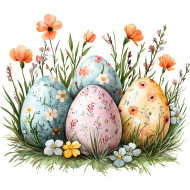 Nažehlovačka Čtyři kraslice v květinách 3