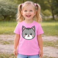 Dětské tričko růžové Kočka
