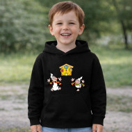 Dětská černá mikina Křemílek a Vochomůrka radost u hodin