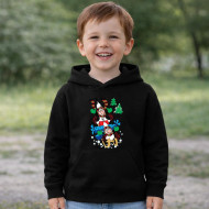 Dětská černá mikina Křemílek a Vochomůrka sáňkují