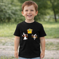 Dětské tričko černé Křemílek a Vochomůrka radost u hodin