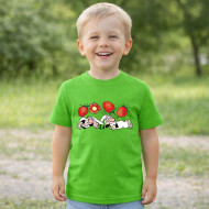 Dětské tričko zelené Křemílek a Vochomůrka jahody kytka