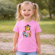 Dětské tričko růžové Křemílek a Vochomůrka spí