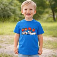 Dětské tričko modré Křemílek a Vochomůrka jahody kytka