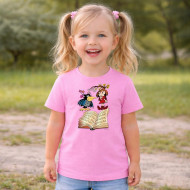 Dětské tričko růžové Malá čarodějnice a kniha