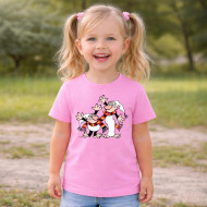 Dětské tričko růžové Křemílek a Vochomůrka mávají