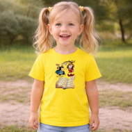 Dětské tričko žluté Malá čarodějnice a kniha