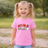 Dětské tričko růžové Křemílek a Vochomůrka jahody kytka