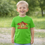 Dětské tričko zelené Rákosníček v chaloupce