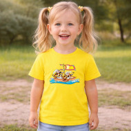 Dětské tričko žluté Křemílek a Vochomůrka loďka