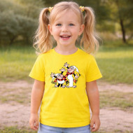 Dětské tričko žluté Křemílek a Vochomůrka mávají