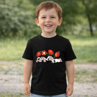 Dětské tričko černé Křemílek a Vochomůrka jahody kytka